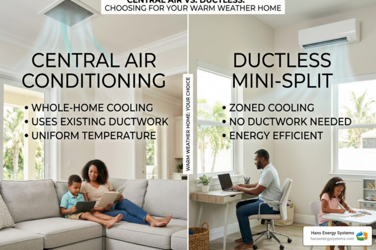 central air vs ductless for warm weather homes