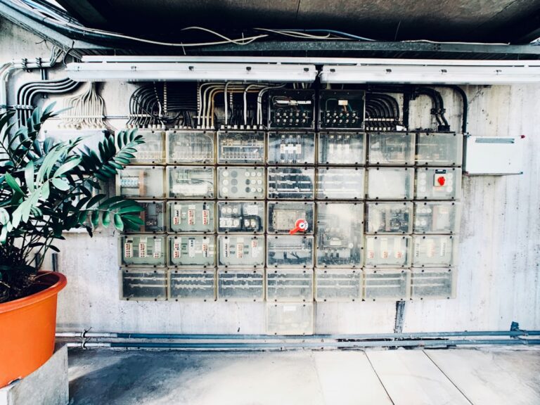 modern residential electrical panel breaker box power distribution
