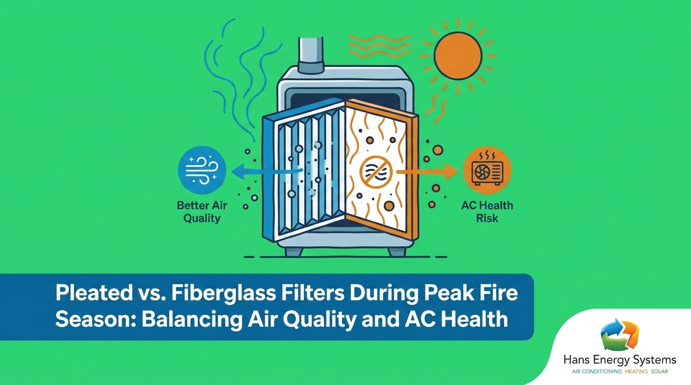 Pleated vs. Fiberglass Filters During Peak Fire Season: Balancing Air Quality and AC Health — featured image